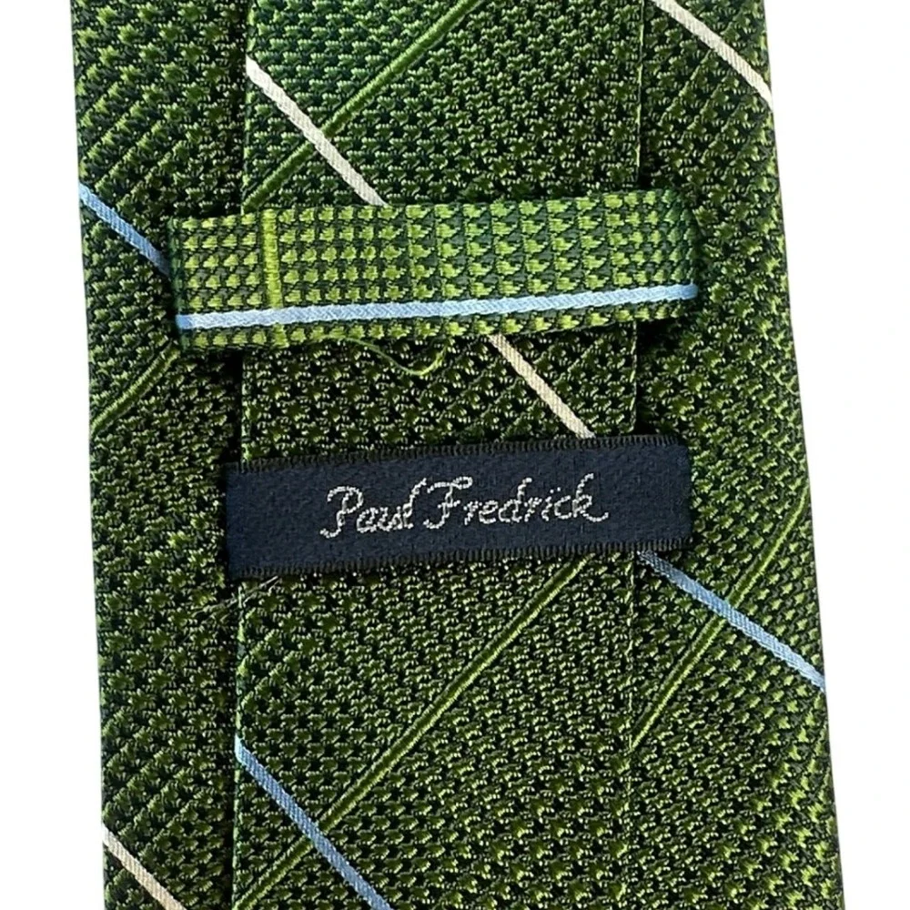 Paul Fredrick Men's Silk Green Plaid Necktie NWT‎